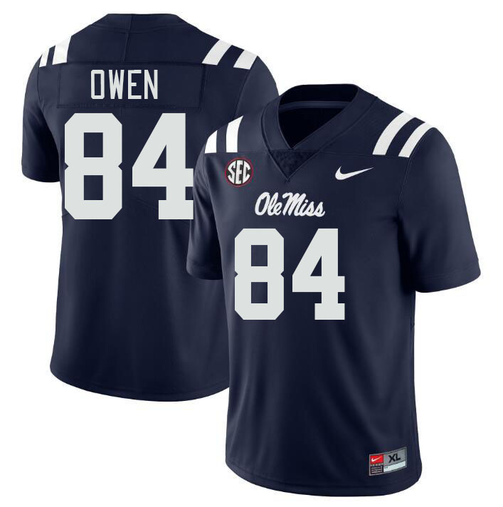 Men #84 Mac Owen Ole Miss Rebels College Football Jerseys Stitched-Navy